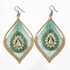 Gold & Turquoise Color Statement Earrings